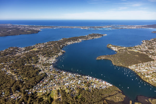 aerial photography of lake macquarie