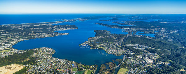 aerial photo of Lake Macquarie, nsw