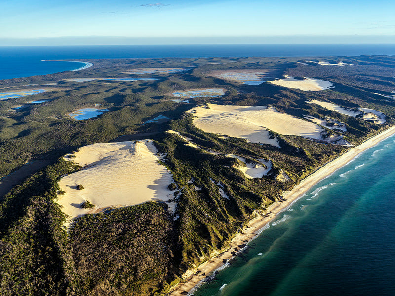 aerial view of K'gari, Fraser island, australia