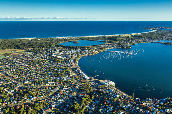 aerial photography of Lake Macquarie