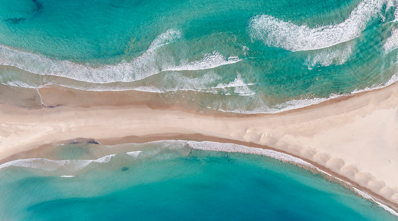 aerial photo of Fingal beach, port Stephens, nsw, australia