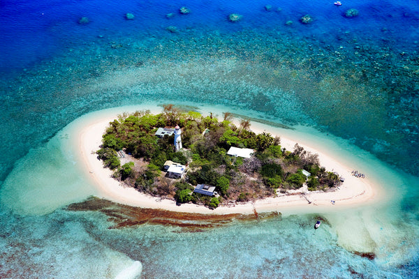 aerial photo of Great Barrier Reef, low isles
