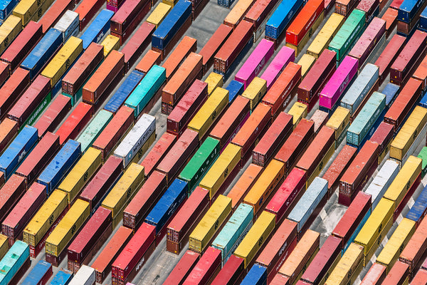 aerial view of shipping containers, australia