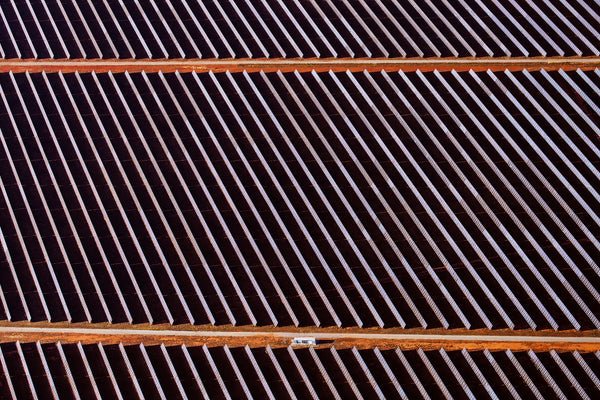 aerial view of solar farm, nsw, australia