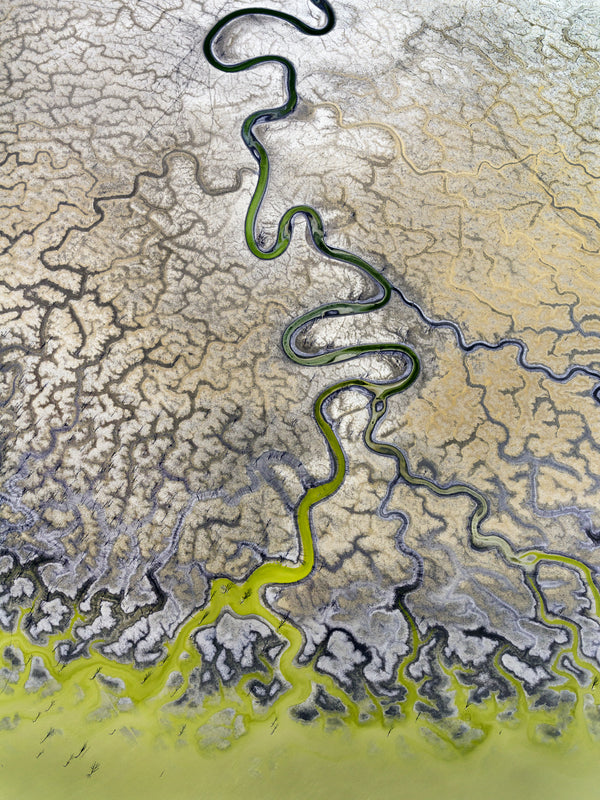 aerial shot over menindee lakes meandering river nsw